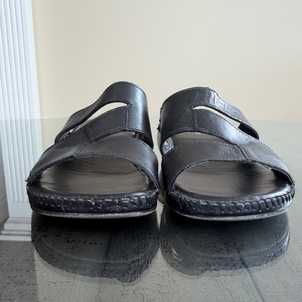 Naturalizer Black Leather Slide On Open Back Heeled Sandals. Womens Size 8.5. - Picture 6 of 8